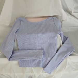 Gilly Hicks NWT Women's Lavender Waffle Knit Long Sleeve Crop Top